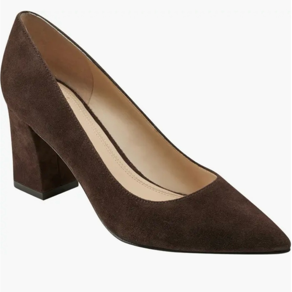 Elegant Brown Suede Block Heel Pumps